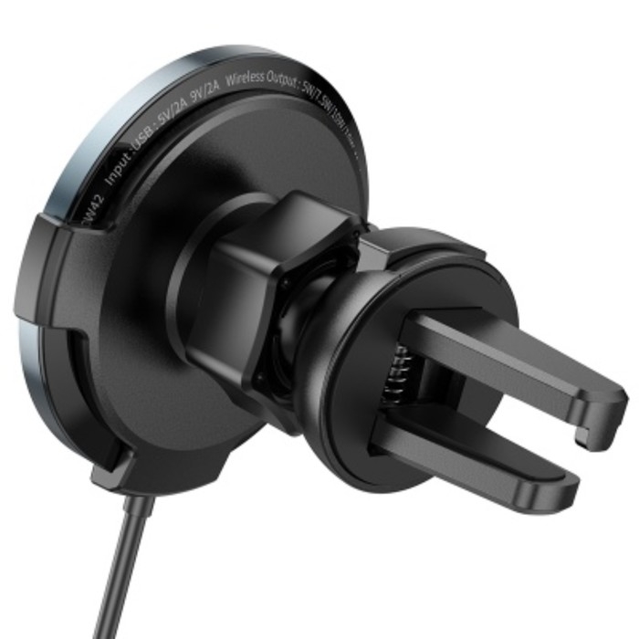 Автомобильное зарядное устройство Hoco CW42, беспроводное, магнитное, PD, USB, 2 А,1м,чёрный Автомобильное зарядное устройство Hoco CW42, беспроводное, магнитное, PD, USB, 2 А,1м,чёрный