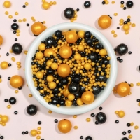 Кондитерская посыпка "Жемчуг", чёрный, золотой, 50 г