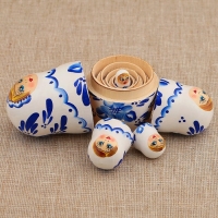 Матрёшка &laquo;Гжель&raquo;, белое платье, 5 кукольная, 10 см