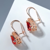 Серьги со стразами &laquo;Эдель&raquo; капля совершенство, цвет красный в розовом золоте