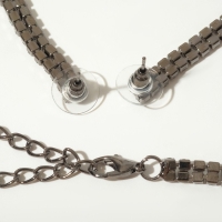 Набор 2 предмета: серьги, колье &laquo;Лёд&raquo; дорожка мелкая, цвет белый в серебре, 30 см