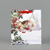 Пакет подарочный новогодний ламинированный &laquo;Зимнее утро&raquo;, M 30 х 26 х 9 см, Новый год