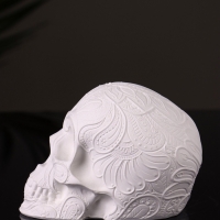 Фигура "Череп с орнаментом" 6х5х5 см, натуральный