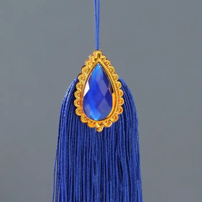 Подвеска текстиль, пластик "Кулон Восток" ярко-синяя 1х4х15 см
