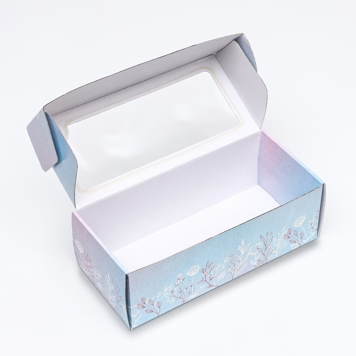 Коробка самосборная, с окном, "Цветочные кружева" 16 х 35 х 12 см