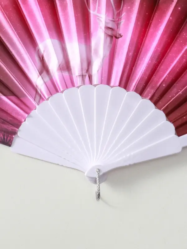 Веер пластик, текстиль "Олени" МИКС широкие лопасти 23 см