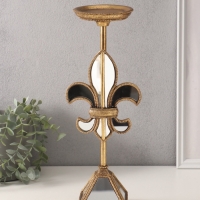 Подсвечник полистоун на 1 свечу "Зеркальная геральдическая лилия" 14х11х38,5 см