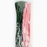 Синельная проволока, набор 100 шт, размер 1 шт 30х0,8 см, цвет розовый и зеленый