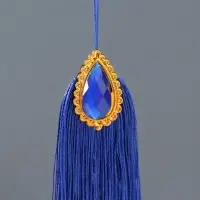 Подвеска текстиль, пластик "Кулон Восток" ярко-синяя 1х4х15 см