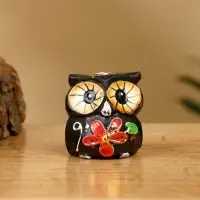 Набор сувенирный "Совята" дерево H 4, 3, 2 см, цв. чёрный