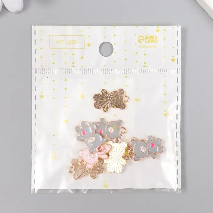 Металлический элемент, декоративная подвеска &laquo;Арт Узор. Мишка с сердцем&raquo;, эмаль, 1.7&times;1.3 см, МИКС