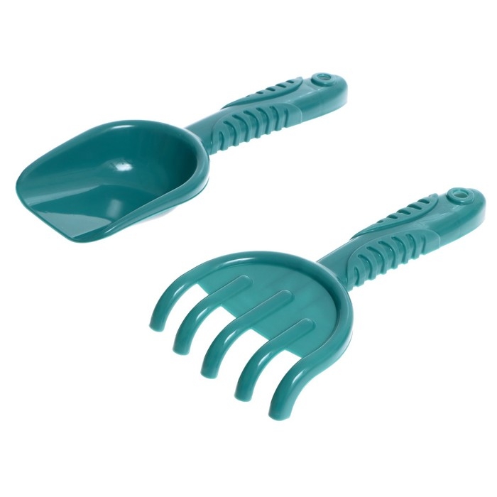 Набор для игры в песке: ведерко, сито, совочек, грабли, 4 формочки