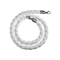 Канат плетеный оградительный 1.5м, cеребрянный наконечник, белый