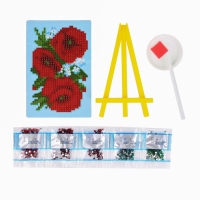 Алмазная мозаика с частичным заполнением на подставке для детей &laquo;Маки&raquo;, 10 х 15 см