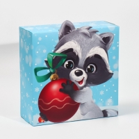 Подарочная коробка новогодняя складная «Енотик», 25 х 25 х 10 см, Новый год Подарочная коробка новогодняя складная «Енотик», 25 х 25 х 10 см, Новый год