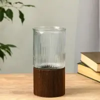 Ваза стекло настольная "Лесли" линии, 20х10 см, прозрачный