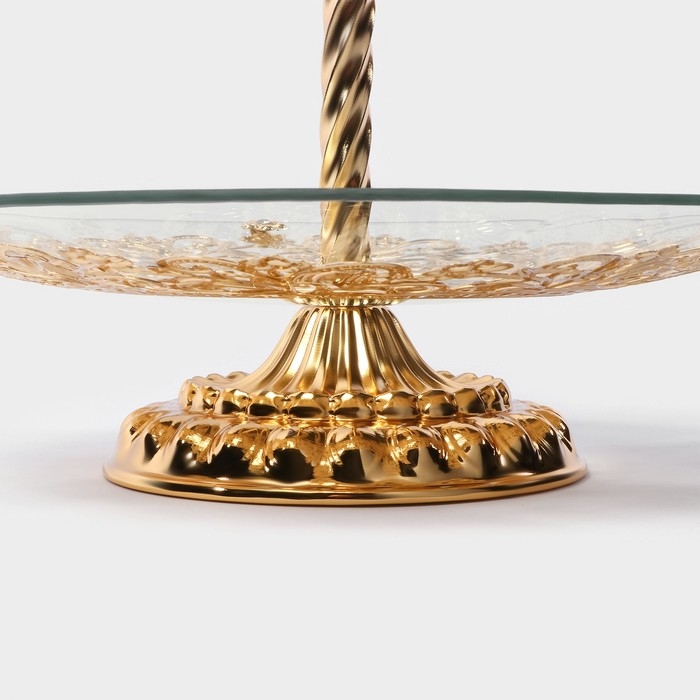 Этажерка - фруктовница круглая &laquo;Расцвет&raquo;, 2 яруса, d=18/29 см, высота 48 см, стекло