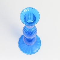 Подсвечник стекло на 1 свечу "Физалис" прозрачный синий 8х8х21 см