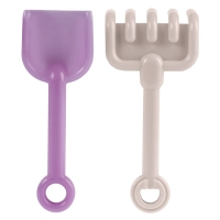 Песочный набор: лопатка, грабли 19 см, 4 формочки, с грузовиком, голубо-сиреневый