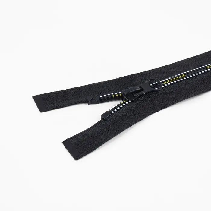 Молния &laquo;Трактор&raquo;, №5, разъёмная, замок автомат, 70 см, чёрная, белая, жёлтая