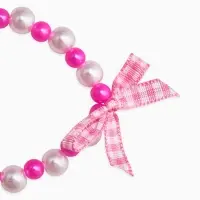Браслет детский "Выбражулька" котик, бант, жемчуг, цвет бело-розовый