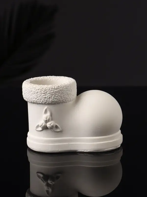 Подсвечник "Валенок" 10х7х6 см, натуральный, гипс