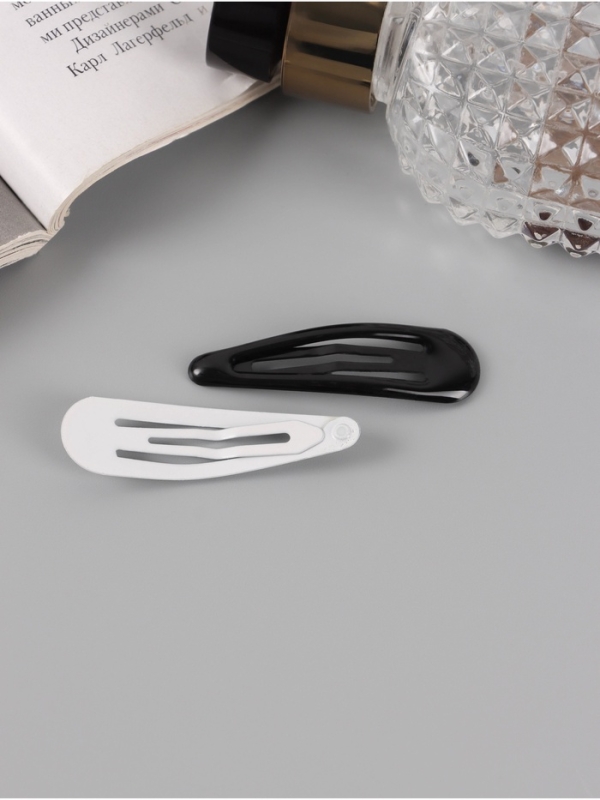 Невидимка для волос Невидимка для волос "Стиль" (набор 12 шт) классика, 5 см, чёрный белый