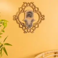 Панно "Хамса" МДФ, 40х40х1 см, цв. коричнево-белый