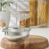 Дуршлаг из нержавеющей стали &laquo;Марко&raquo;, d=16,5 см, длинная ручка, цвет хромированный