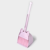 Щётка для пола Доляна &laquo;Китти&raquo;: щётка 14&times;50 см, совок 16&times;13&times;38 см, цвет розовый