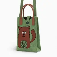 Сумка подр Коты, 12*4*17, отд на кнопке, дл ремень, зеленый