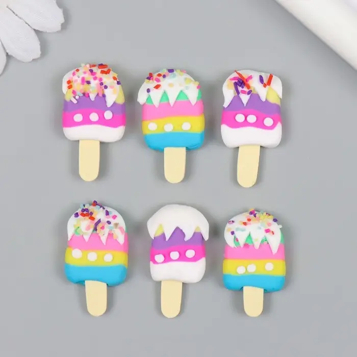 Декор для творчества пластик "Эскимо с посыпкой" МИКС 3,4х2,8х0,7 см