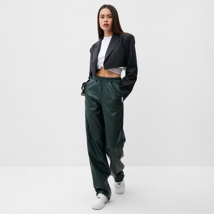 Брюки женские кожаные MIST Basе, р. 46, зеленый