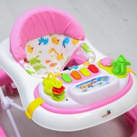 Ходунки &laquo;Улыбка&raquo;, 8 силик. колес, съемная панель, муз., свет, игрушки, розовый