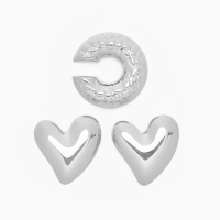 Набор серьги и каффы 3 шт. «Сердечко» бублик, цвет серебро Набор серьги и каффы 3 шт. «Сердечко» бублик, цвет серебро