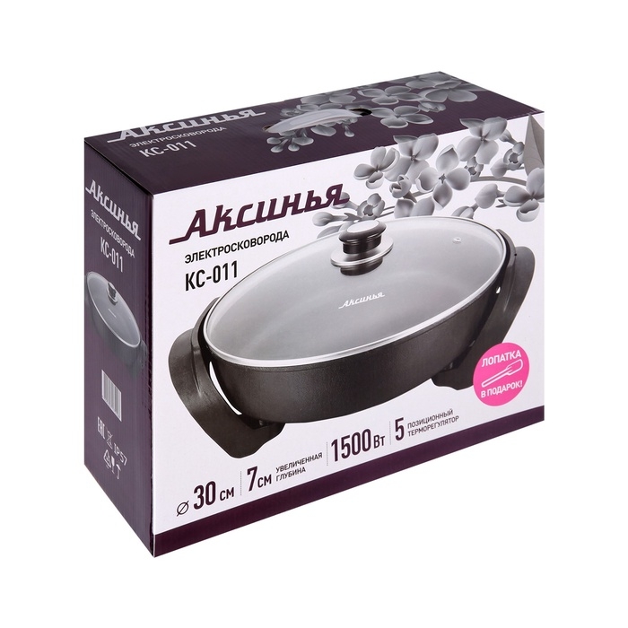 Сковорода электрическая «АКСИНЬЯ» КС-011, 1500 Вт, 30×30 см, глубина 7 см, чёрная Сковорода электрическая «АКСИНЬЯ» КС-011, 1500 Вт, 30×30 см, глубина 7 см, чёрная