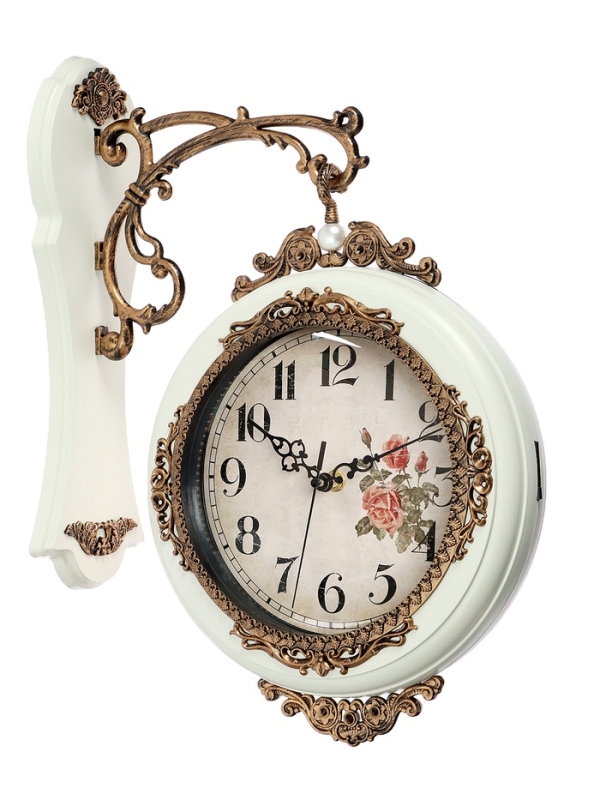 Часы настенные интерьерные двухсторонние, плавный ход, 27&times;8 см, циферблат d-19 см, белые