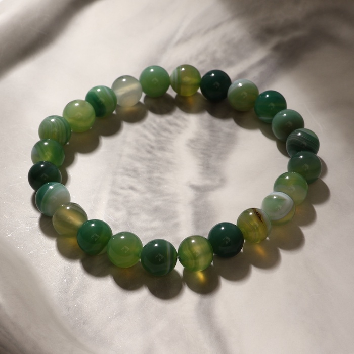 Браслет шар №8 &laquo;Агат зелёный&raquo;, d=6 см