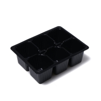 Кассета для рассады, на 6 ячеек, по 120 мл, пластиковая, чёрная, 18 &times; 13 &times; 6 см, в наборе 10 шт., Greengo