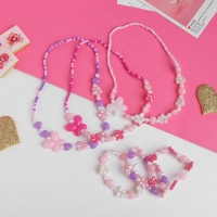 Набор детский &laquo;Выбражулька&raquo; 2 предмета: бусы, браслет, цветы ромашки с бабочкой, цвет МИКС