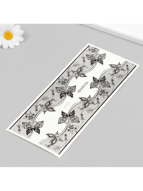 Переводные тату на тело чёрные &laquo;Сетка с ажурными бабочками&raquo;, 24&times;10.5 см