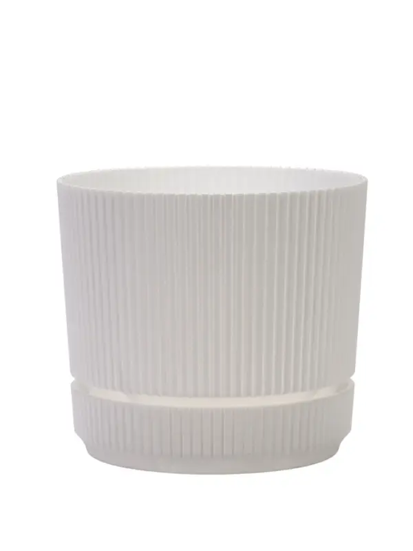 Горшок для цветов &laquo;Стрип&raquo;, 2.3 л, d=17 см, h=15.2 см, пластиковый, с поддоном, белый