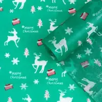 Бумага упаковочная тишью "Рождество", зелёная, 50 х 66 см