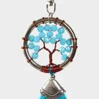 Брелок ловец снов "Древо жизни" 19 см, цв. голубой