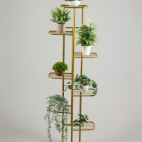 Подставка для цветов Greengo, 8 полок, 43 &times; 22 &times; 141 см, напольная, металл, цвет золотой