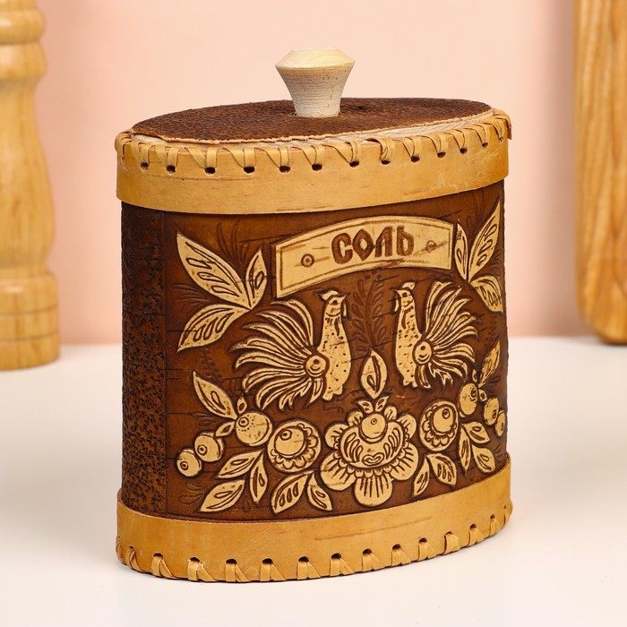 Туес для специй &laquo;Птицы&raquo;, соль, 15х9х14 см