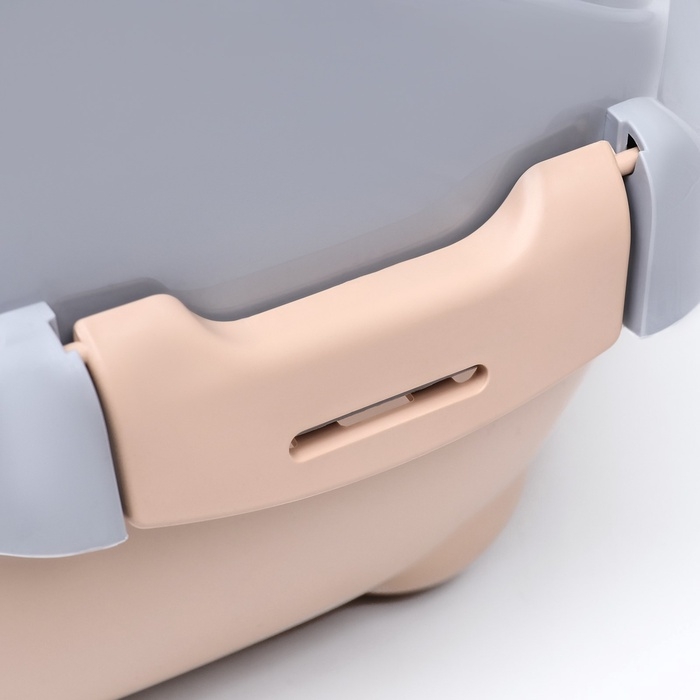 Туалет-домик угловой для кошек закрытый с дверцей 57*46*37 см, бежево-серый