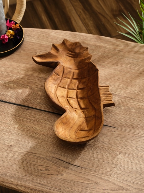 Тарелка "Морской конек" дерево Джати, 33х20х5 см, цв. коричневый