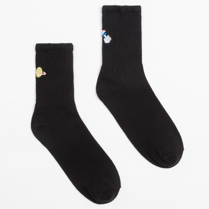 Носки MINAKU &laquo;Space&raquo;, цвет черный, р-р 38-39 (25 см)