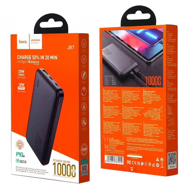 Внешний аккумулятор J87 10000 mah HOCO черный